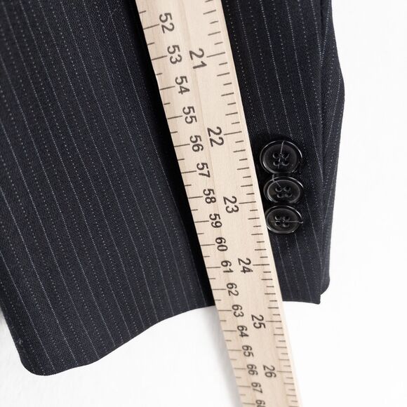 Emporio Armani Sean Line Blazer Mens 46 Wool Blend Dark Navy Blue 3 Button Italy - Picture 7 of 12